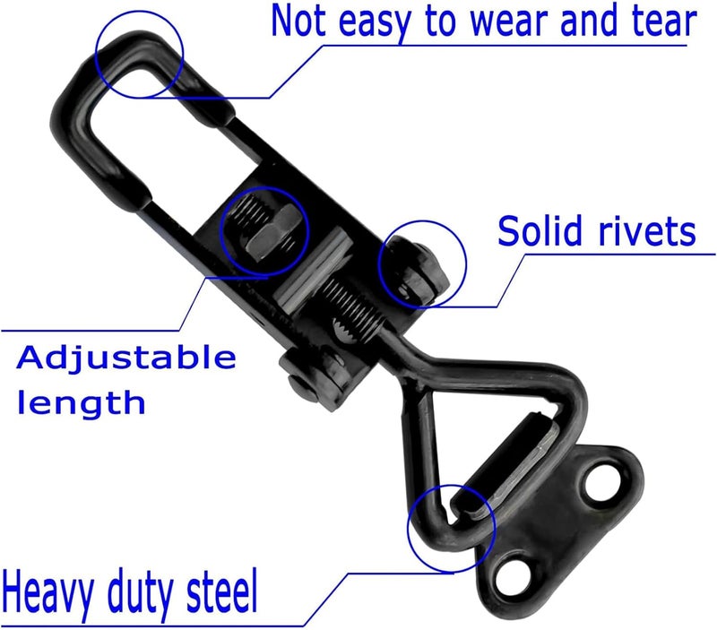EVANCENT 10Pack Black Toggle Latch Clamp, Heavy Duty Latch-Style Toggle Clamp, Adjustable Pull Action Latch with Catch Plate, 360lbs Capacity Metal Quick Release Draw Latch for Jig Smoker Door Tool Boxes Trunk - Image 3